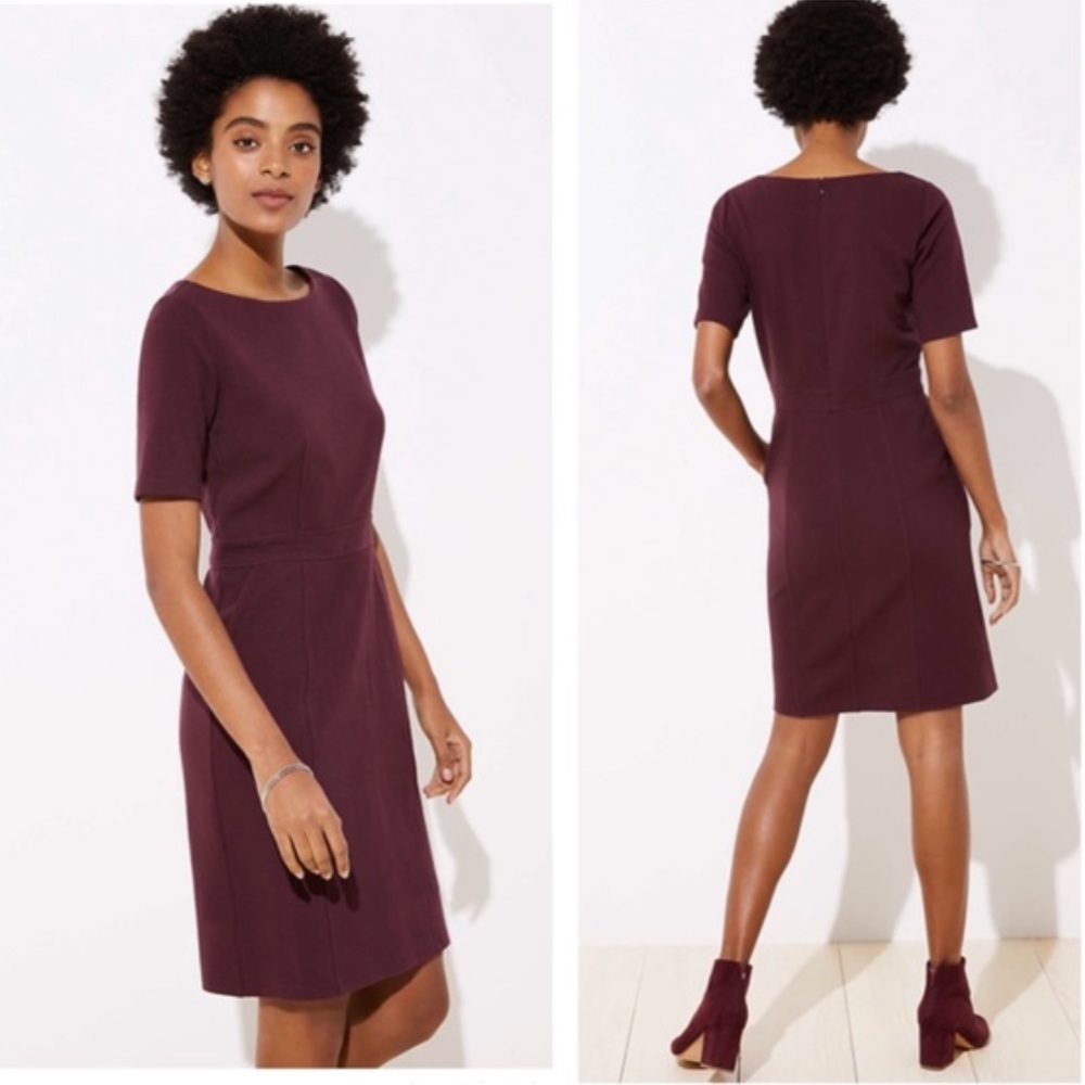LOFT Burgundy Short Sleeve Dress